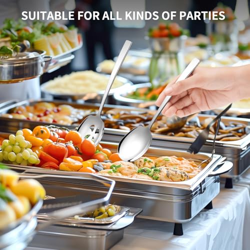 8 Piece Stainless Steel Serving Spoons Set - 8 Large Spoons, 9.2-Inch, Dishwasher Safe, for Parties/Kitchen/Buffet/Catering - color: Silver, size: LARGE 8 PCS C