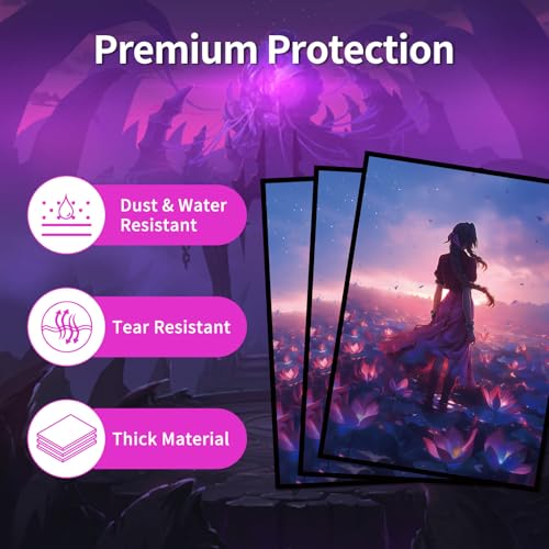 MTG Card Sleeves(Fantasy Lotus) Art Card Sleeves Deck Protector, Clear Front & Matte Back, Smooth Shuffle