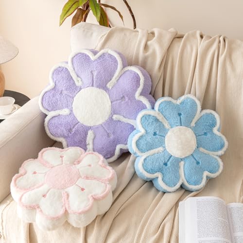 Flower Shaped Decorative Throw Pillow Cushion for Bed Couch, Cute Flower Plush Throw Pillows Home Decor Floor Pillow Seating Cushions (Lavender Purple, 13.7 Inches) - color: Lavender Purple, size: 13.7 Inches