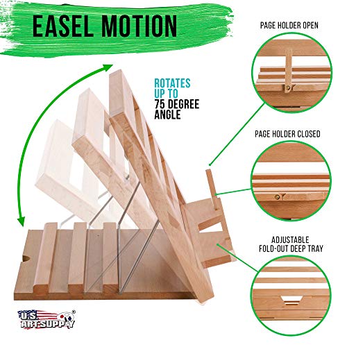 U.S. Art Supply Large Wooden Table Easel - Adjustable Incline
