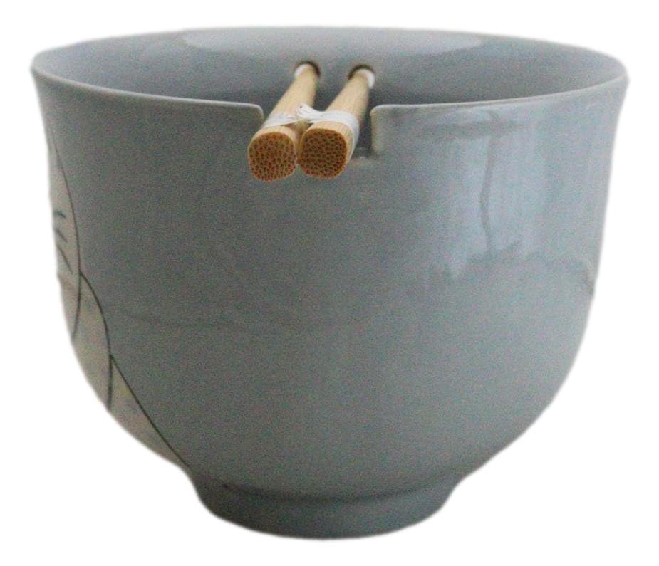 Ebros Gift Artistic Donburi Ramen Udon Noodles Soup Salad 5" D 18Oz Bowl With Bamboo Chopsticks And Built In Rest Set Asian Dining Kitchen Accent (Blue Chubby Kitty Cat) - color: Blue Chubby Kitty Cat
