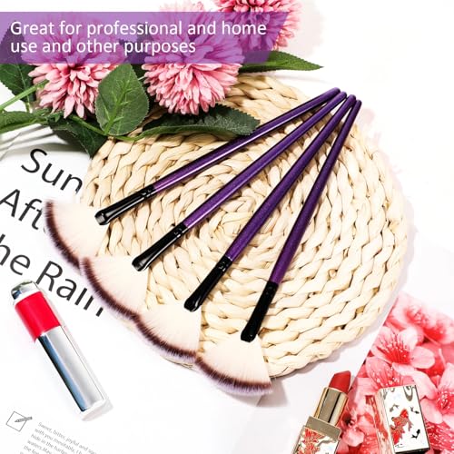 Maitys 9 Pieces Facial Fan Mask Brushes, Purple - color: Purple