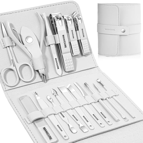 Manicure Set Professional Nail Clippers Pedicure Kit,16 pcs Stainless Steel - color: White