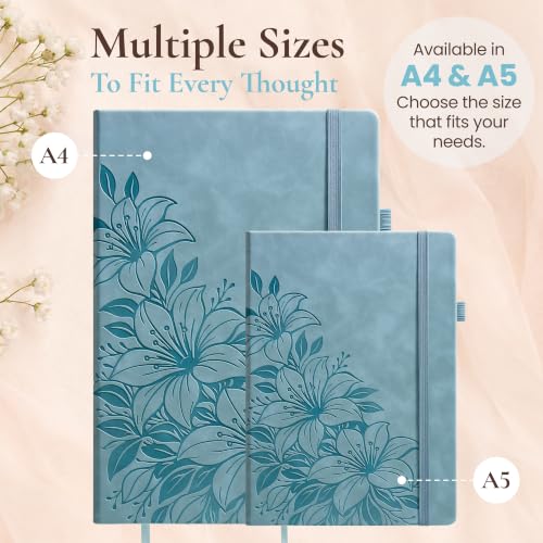 Lined Journal Notebook Hardcover Leather Bound 200 Pages A5 Blue Cute Diary - color: Light Blue, size: A5 200 Pages