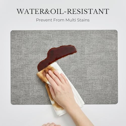 Romanstile Vinyl Placemats Set of 6, Reversible Faux Leather Wipeable Table Mats - color: Grey-light Grey, size: PCS8