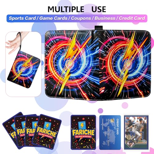 Trading Card Binder for TCG Cards, 4-Pocket Portable Card Collector Ablum Holder Book Fits 400 Cards with 50 Removable Sleeve, Waterproof Card Binder Display Storage Carrying Cases -Lightning - color: Lightning-400 cards 2