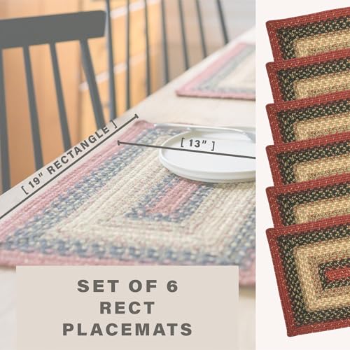 Homespice Highland Braided Placemats for Cabin Decor, Rect 13x19 Set of 6 - color: Highland