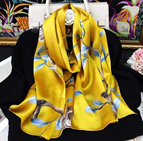 ANDANTINO 100% Silk Long Scarf-Women Large Oblong Shawls with Gift Packed - color: Illuminating Yellow