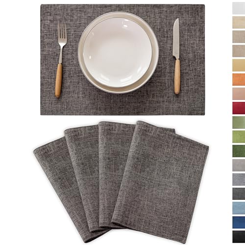 Demetex Placemats Table Mats Set of 4 Heat Resistant Washable Cloth Place Mats for Dining Table Holiday, Dark Grey - color: Dark Grey, size: Placemats set of 4