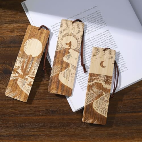 Bookmarks for Adults Men,Bamboo Natural Book Marks, Desert Mountain Sea Book Marks for Reading (Venture) - color: Venture