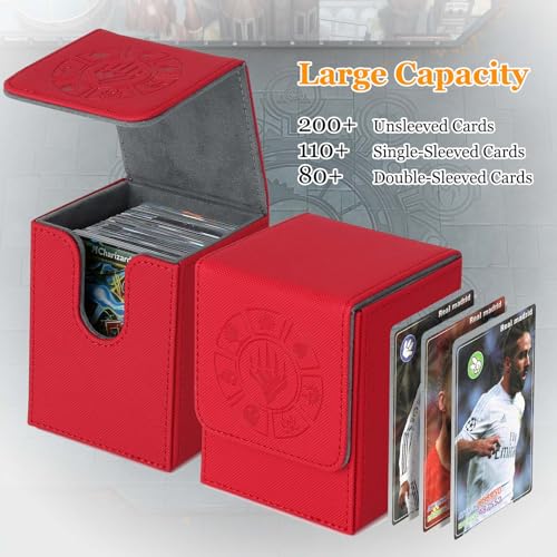 Arkeiliy MTG Deck Box 110+ Storage Sleeved Cards for Magic Commander - color: Red