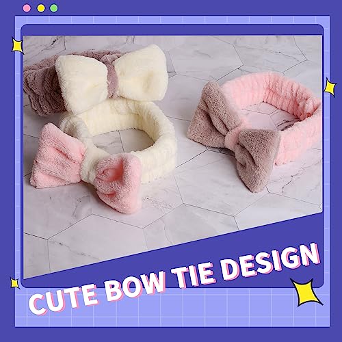 WSYUB Spa Headbands, Makeup Headband,Bow Headband for Washing Face skincare headbands for women,Easter Basket Stuffers Gifts - color: charming brown and cute pink, pure beige