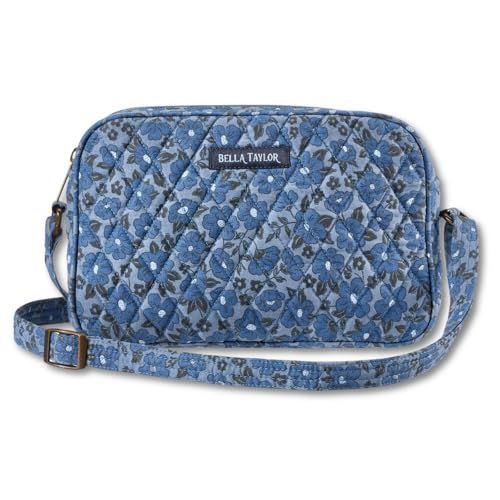 Bella Taylor Simple Crossbody, Quilted Handbag for Women - color: Navy Floral