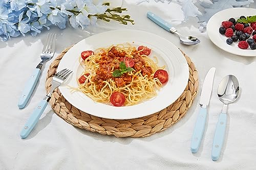 ANNOVA Silverware Set, Retro/Rivet Colorful Stainless Steel Tableware Kitchen Flatware Set Utensils, Includes Dinner Knives, Forks, Spoons, Salad Forks & Dessert Spoons (Sky Blue, 20 Pieces) - color: Light Blue