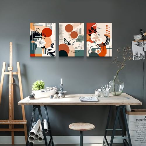 MHARTK66 Canvas Wall Art For Bedroom & Living Room - Boho & Vintage Flowers Wall Painting - Abstract Art - Ready To Hang - Framed Wall Pictures - 3 Panels - color: Abstract Flower Painting, size: 12x16inches*3pcs