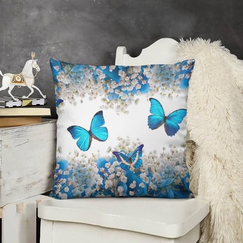 Butterfly Girl Nature Landscape Pillow Covers, Spring Botanical Floral Teen Kids Scenic Home Decor Sofa Bedroom Cushion Outdoor Indoor Decorations 16 "x16 - color: Butterfly-1, size: 16" x 16" (Pack of 2)