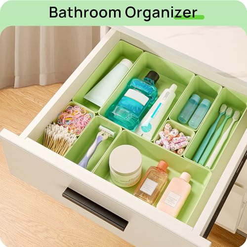 Vtopmart 25 Pack Plastic Drawer Organizers with Anti-slip Rubber Pads - color: Light Green
