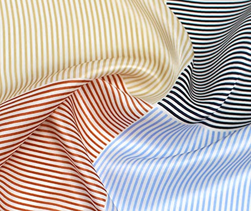 ANDANTINO 100% Mulberry Silk Scarf -21” Square Neckerchief with Gift Packed - color: Contrast Color Stripes