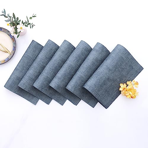 Homaxy PU Faux Leather Placemats for Dining Table, Set of 6, Blue - color: Blue