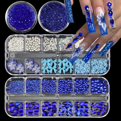 Nail Charms with Blue Rhinestones for Women Nail Design - color: Colorful-21