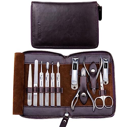 FAMILIFE Stainless Steel Manicure Set 11-in-1 Professional Nail Clipper Kit - color: Purple