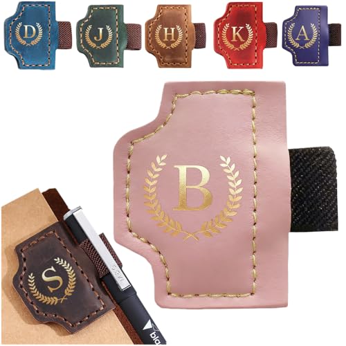 Personalized Mark Bookmark with Pen Holder, Leather Magnetic Book Marker 26 Letters,Custom Initials Page Marks, Gifts for Book Lovers Readers Men Women (Pink, B) - color: Pink, size: B
