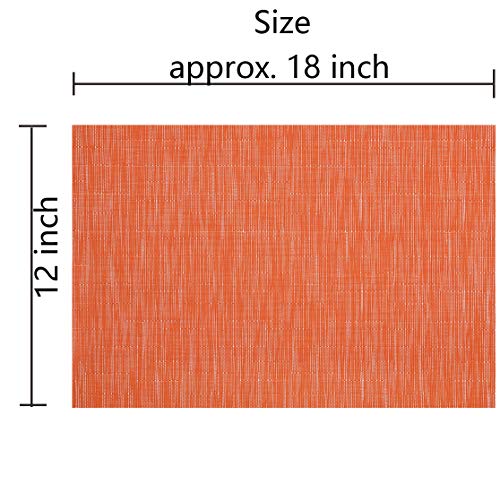 SHACOS Orange Placemats Set of 6 Woven Vinyl Place Mats for Dining Table Indoor Outdoor Wipe Clean Table Mats Thanksgiving Holiday Party Banquet Buffets Table Decor (6, Orange) - color: Orange, size: Set of 6