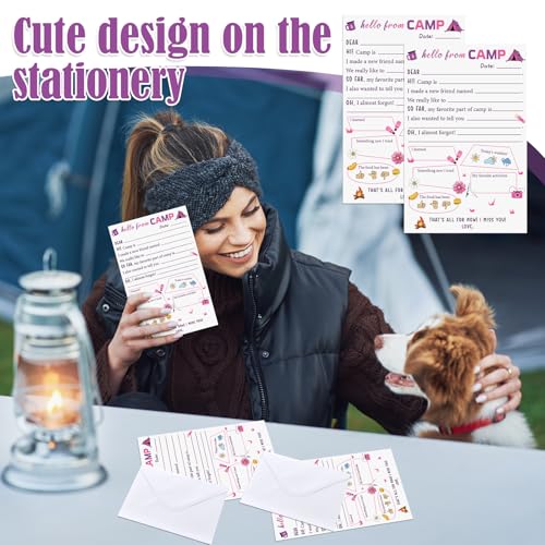 80 Pcs Camp Stationery Paper Envelopes,Cute Pink Girls Style - style: Cute Pink Girls Style