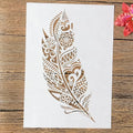 TIAMECH A4 Reusable Mandala Feather Stencil for Painting - style: Feather