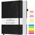 College Ruled Notebook 8.5" x 11", 312 Numbered Pages Lined Leather Journal - color: Black, size: A4
