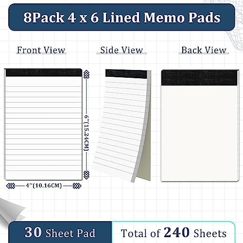 8 Pack Note Pads 4x6 Inch Paper of White Small Notepads 4x6 for Work Study - color: White - 8 Pack, size: 4 x 6-College Ruled