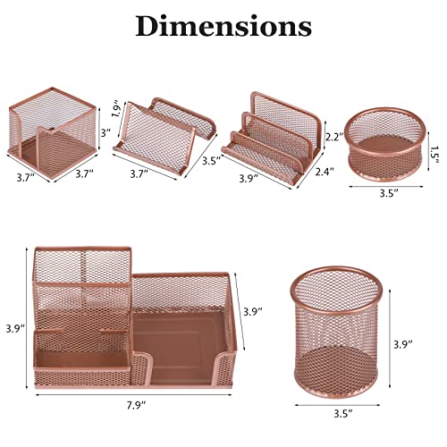 Desk Organizers Set with Mesh Pen Holder Cup, Rose Gold - color: Rose Gold
