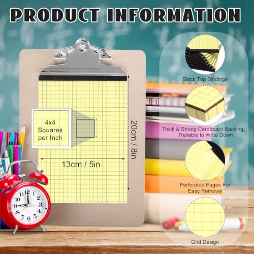 Jetec 8 Pcs Small Graph Paper Notepad 5 x 8 Inch Grid Notebooks,Black - color: Black