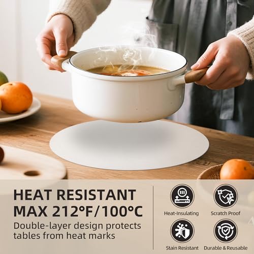 Placemats Set of 6, 15 Inch Round Faux Leather Place Mats - color: R-white