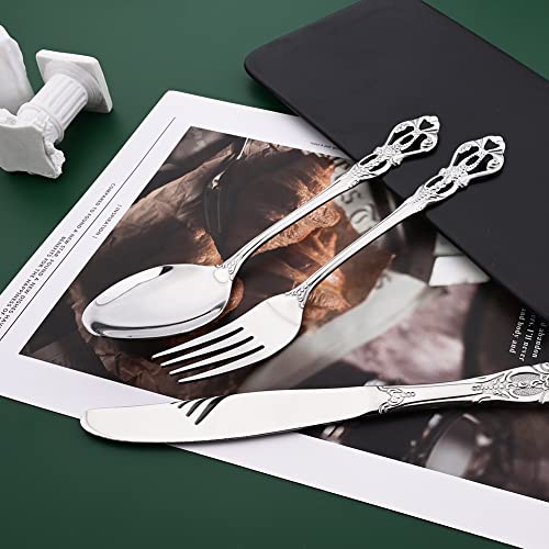 Silver Dinner Knives 6 Pieces, Sturdy 9.1 Inch Stainless Steel Modern Luxury Table Knives Set, Mirror Polished Titanium Plating Knifes Set, Dishwasher Safe - size: Dinner Knife 6 Pieces