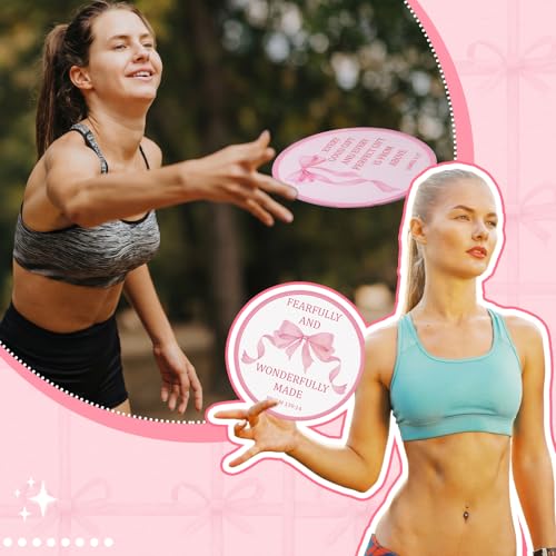 Gejoy 24 Pcs Pink Bow Foldable Disc Fan, Flying Disc Folding Fan 8 Styles - color: Pink Bow