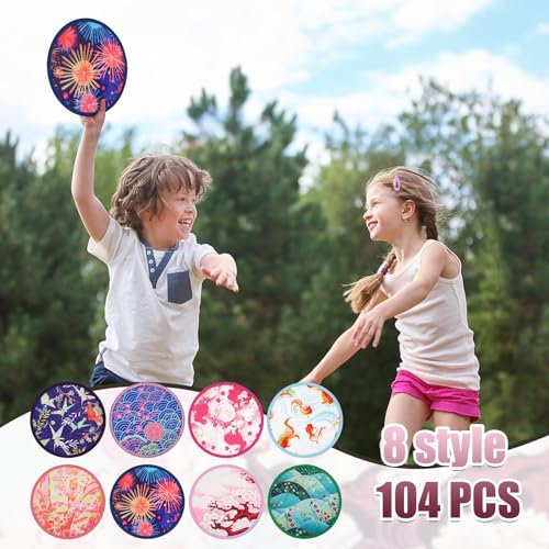 Gejoy 24 Pcs Japanese Foldable Folding Fans Flying Disc 8 Style - color: Japanese Fan
