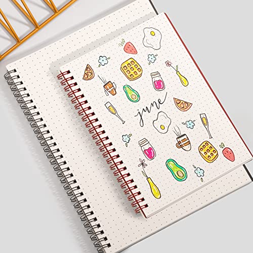 EMSHOI Dotted Spiral Journal Notebook, 4 Pack, 640 Pages, A5 (5.7" x 8.2") - color: Brown Red Green Blue, style: A5-Dotted