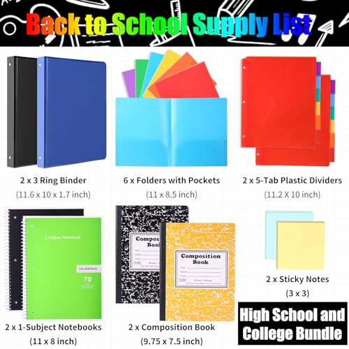 68 Pcs High School and College Back to School Supplies Kit for Student Senior Essential Learning Tools Supply Box