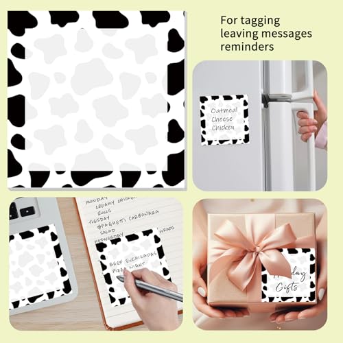 Cute Sticky Notes 3 x 3 in, 2 Pack Self Stick Note Pads with Fun Patterns, Strong Adhesive Memo Pads for Office School Home, 80 Sheets per Pad Cow Print - color: Cow Print