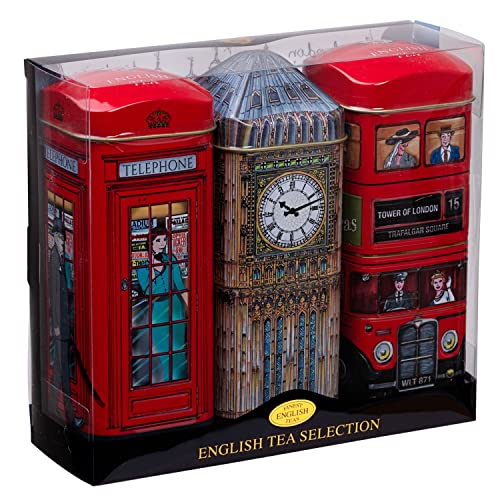 New English Teas London British Tea Tin Set with 42 Black Tea Bags