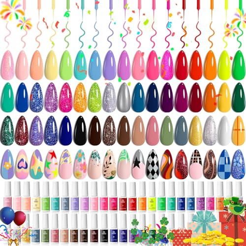 Beetles Gel Liner Nail Art Polish Set 50 Colors Reflective Gold Glitter - color: B-Festive Sparkle