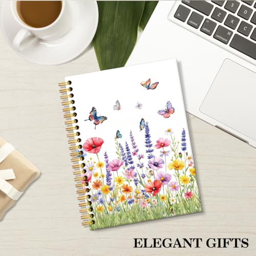 ERHACHAIJIA Watercolor Wildflowers Lined Spiral Notebook for Coworker - color: Red-Green