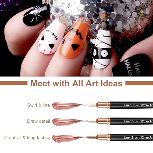 Artdone Metallic Nail Art Pens, Liner Brushes Set, 5PCS Black Nail Tools - color: Black Liner Brush Set