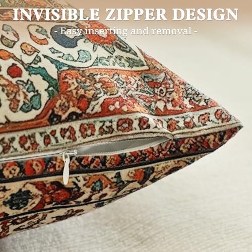 Boho Soft Velvet Throw Pillow Covers 12x20 in Vintage Pattern - color: Green, size: 20" x 12" (Pack of 2)
