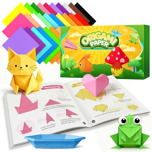 IOOLEEM Origami Paper Kit, 220 Sheets 20 Colors, Double Sided Colored Blank Folding Paper Set with Step-by-Step Instructions, Origami Kit for Art & Craft Supplies - size: 220pcs