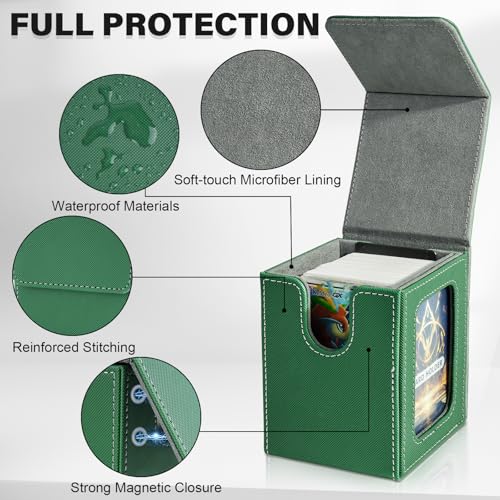 Card Deck Box for MTG Commander, Deck Case Holds 100 Double-Sleeved Cards - color: Green & Gray, size: 1 Box