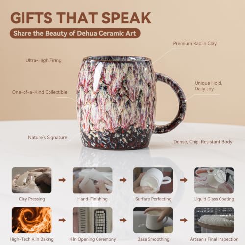 Raspberry Cream Ceramic Mug, 14oz Reactive Glaze Coffee Mug, Gift for Her - color: 14OZ - Raspberry Cream · NURTURE
