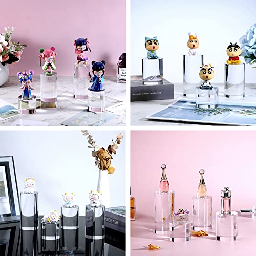 Hipiwe 4-Pack Acrylic Display Risers Figures Display Stand Holder, Cylinder