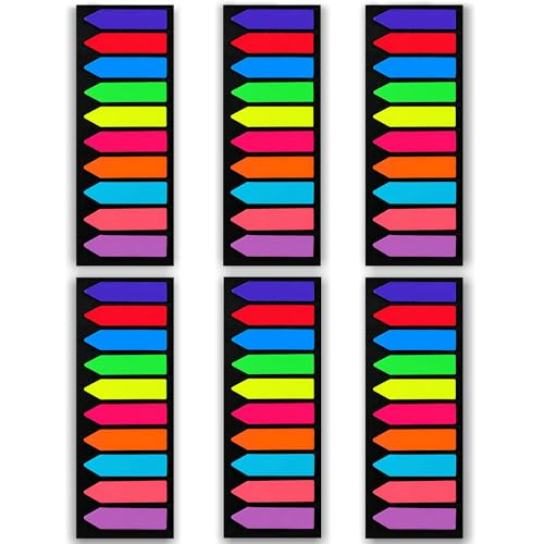 Ericter Arrow Sticky Tabs 1200 PCS Neon Colors, Book Annotation Tabs Writable, Bright Sticky Flags Page Markers, Translucent Sticky Notes for Books, Study Office Supplies, Sticky Bookmarks - color: Bright Neon, size: 1200